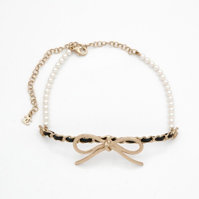 Chanel Choker Gold Coco Mark Ribbon Chain Lambskin — view 3