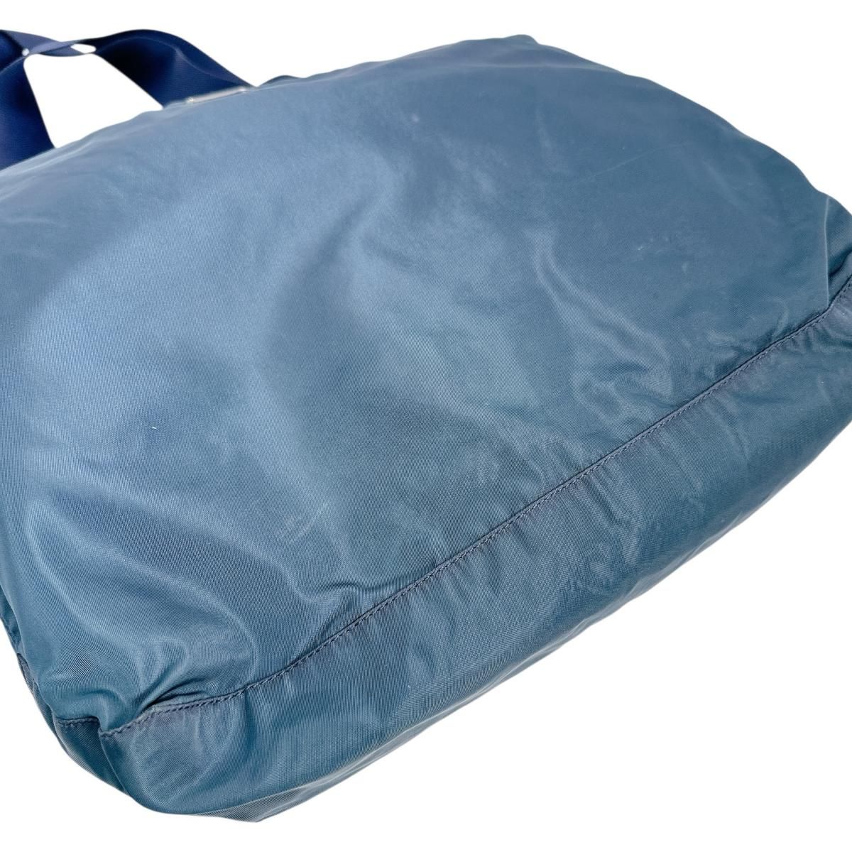 Prada Commuter Tote Bag Large Enough for A4 Size Blue — view 5