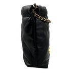 Chanel Shoulder Bag 22 Mini As3980 Shiny Calfskin Black Chain Gold Hardware — view 4