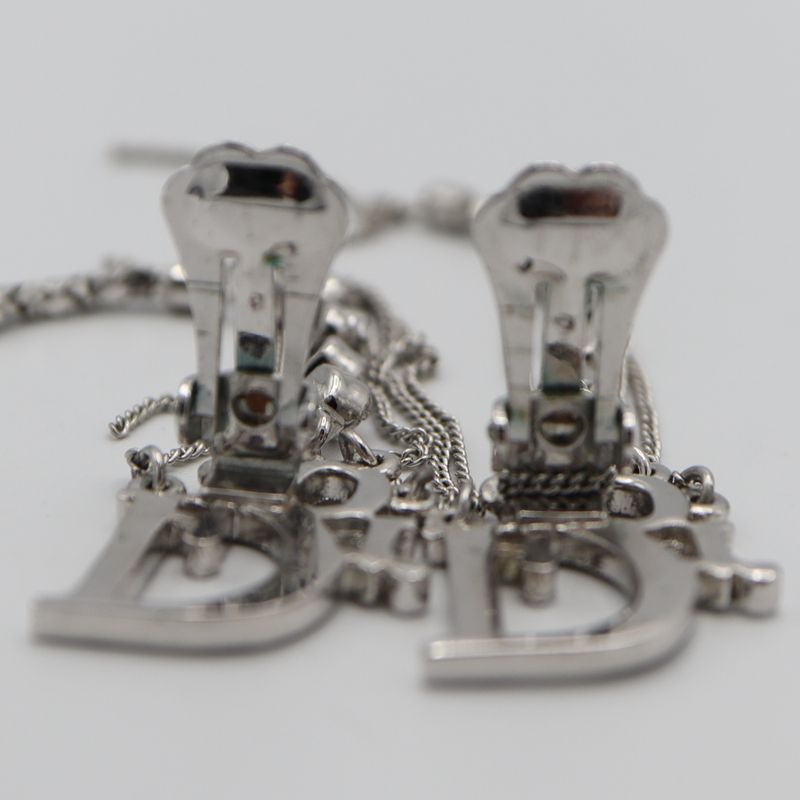 Christian Dior Earrings Logo Rhinestone Accessories With Bag H6928 — view 4