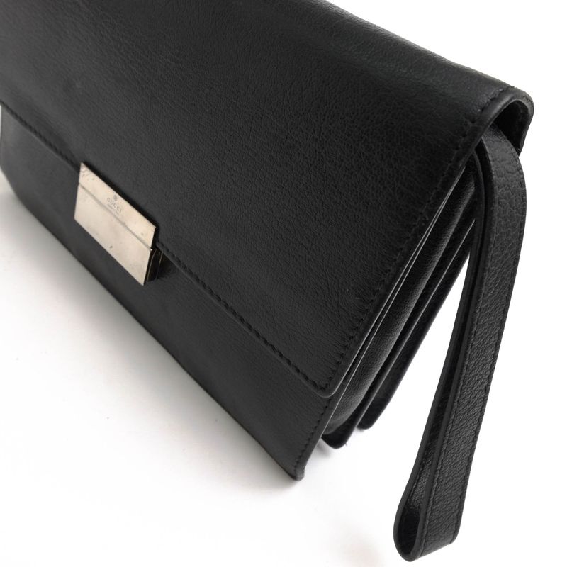 Gucci Bag Second Clutch Men Leather Black 03137 1669 Flap — view 7