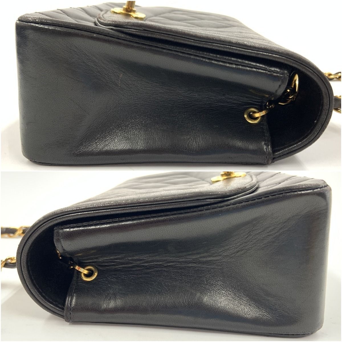 Chanel Quilted Diana Flap Lambskin Chain Shoulder Bag Black — view 5