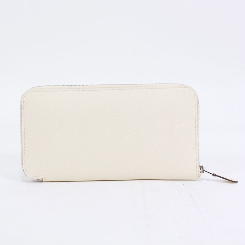 Hermes Azap Long Classic Machete Vaux Epson Off White Wallet Silver — view 2