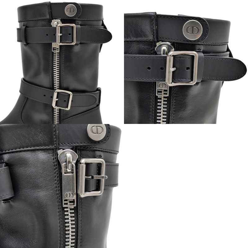Dior D-major Short Boots Logo Size 37 Black Leather Zip Up — view 8