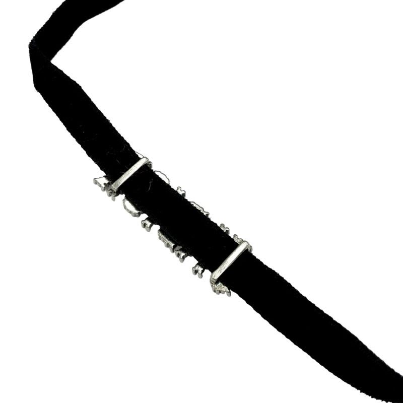 Christian Dior Ja Necklace Pendant Choker Black Silver Velvet Rhinestone — view 6
