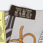 Hermes Carre 90 Cravat Shape Silk Horseman Harness Scarf Gray — view 5
