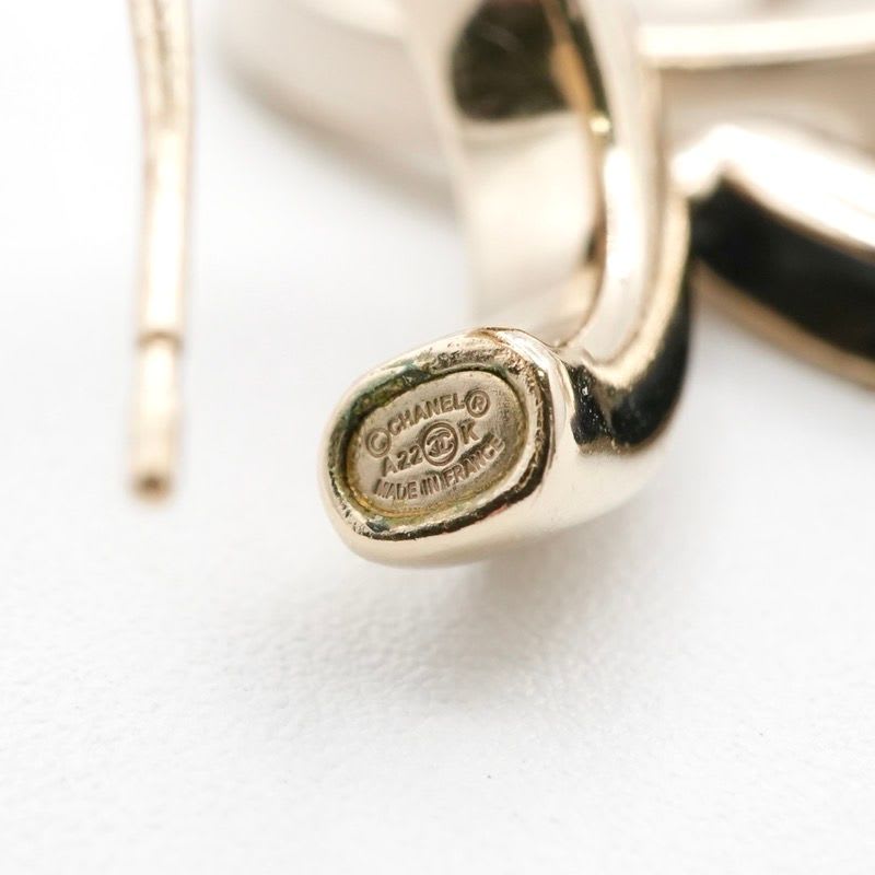 Chanel Earrings Gold Black Coco Mark Hoop — view 7