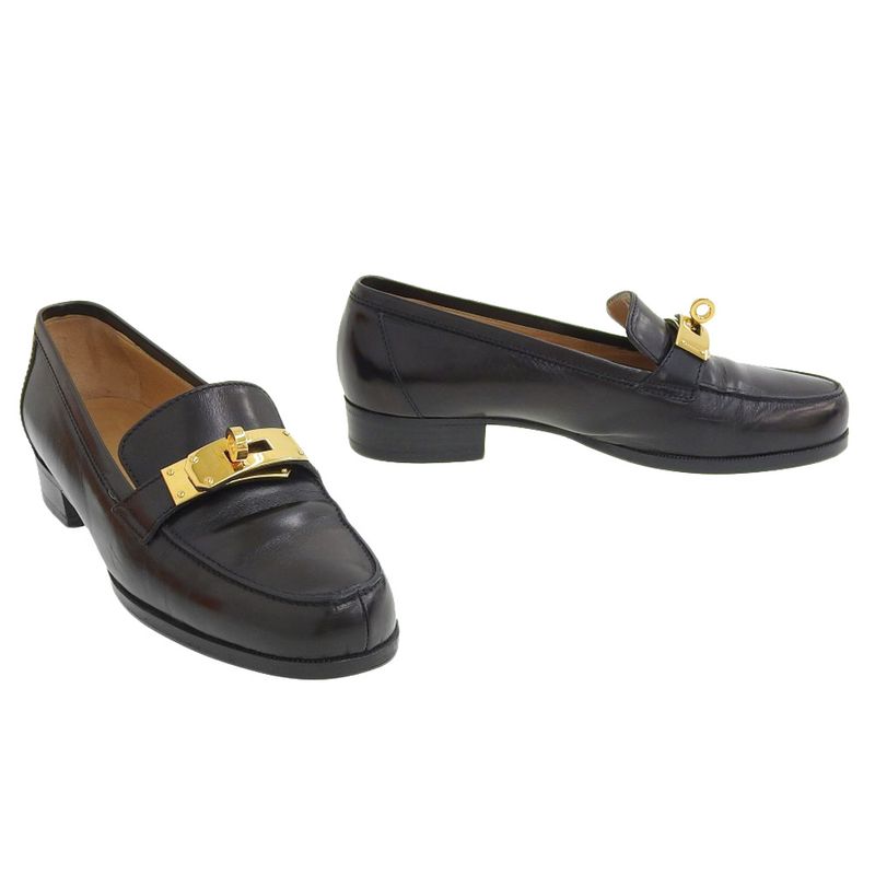 Hermes Vintage Kelly Box Calf Leather Loafers Moccasins Dress Shoes — view 2