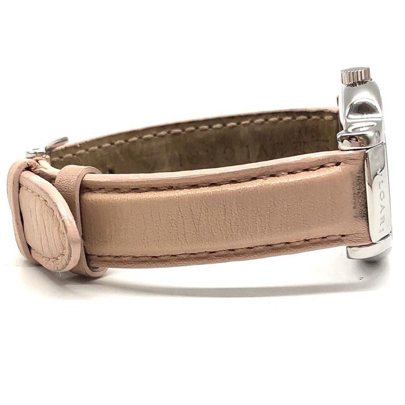 Bvlgari Solo Tempo St29 S Quartz Date Pink Dial Leather Watch Stuck — view 6