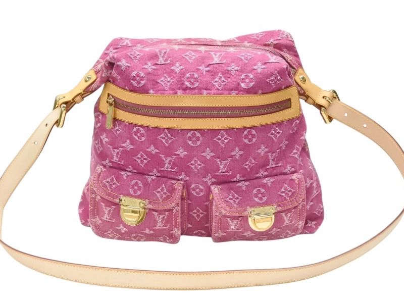Louis Vuitton Baggy GM Shoulder Bag 2-Way Monogram Denim Pink Gold — view 2