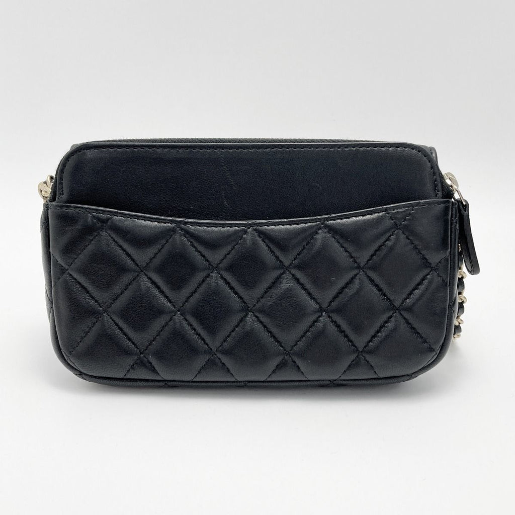 Chanel Quilted Flap Phone Case Ap2096 Black Chain Shoulder Lambskin — view 2