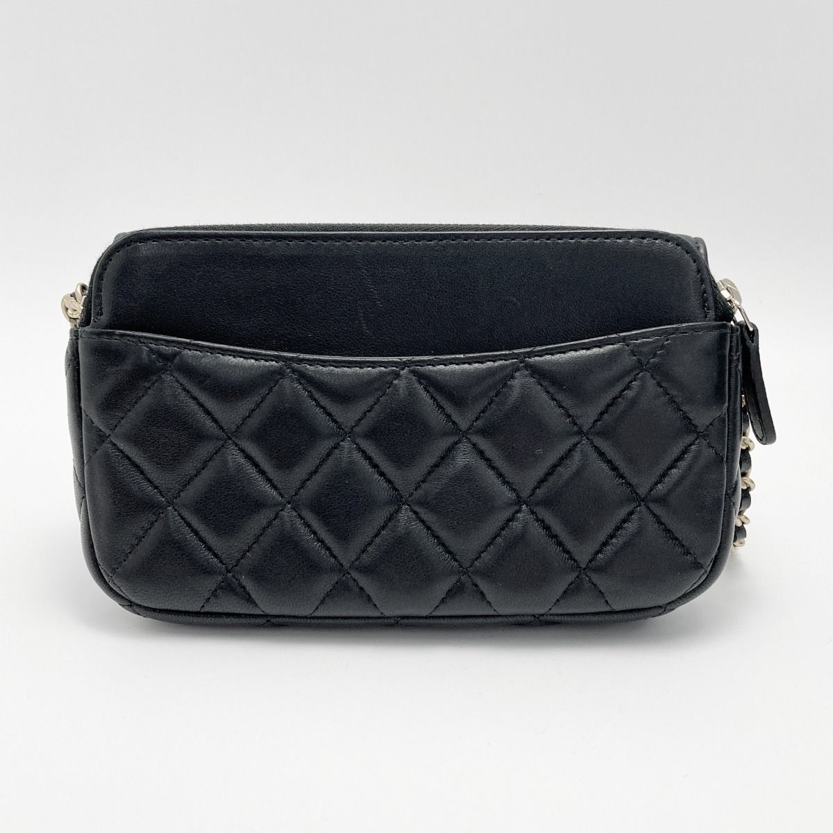 Chanel Quilted Flap Phone Case Ap2096 Black Chain Shoulder Lambskin — view 2