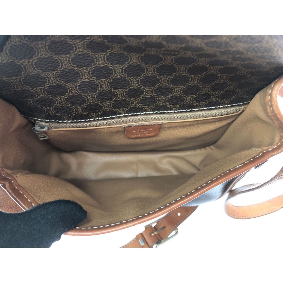 Celine Shoulder Bag Crossbody Macadam Pattern Vintage M92 Brown — view 5