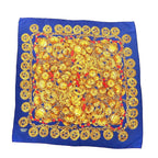 Chanel Scarf Navy Blue and Gold Silk All-Over Print Coco Mark Chain Jewelry — view 2