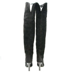 Saint Laurent Paris Knee High Suede Leather Heel Boots Black 37 — view 3