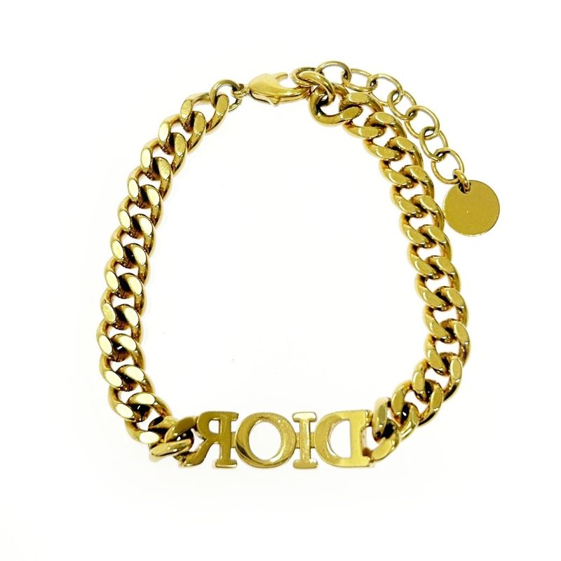 Christian Dior GP Rhinestone Evolution Logo Bracelet Gold — view 5