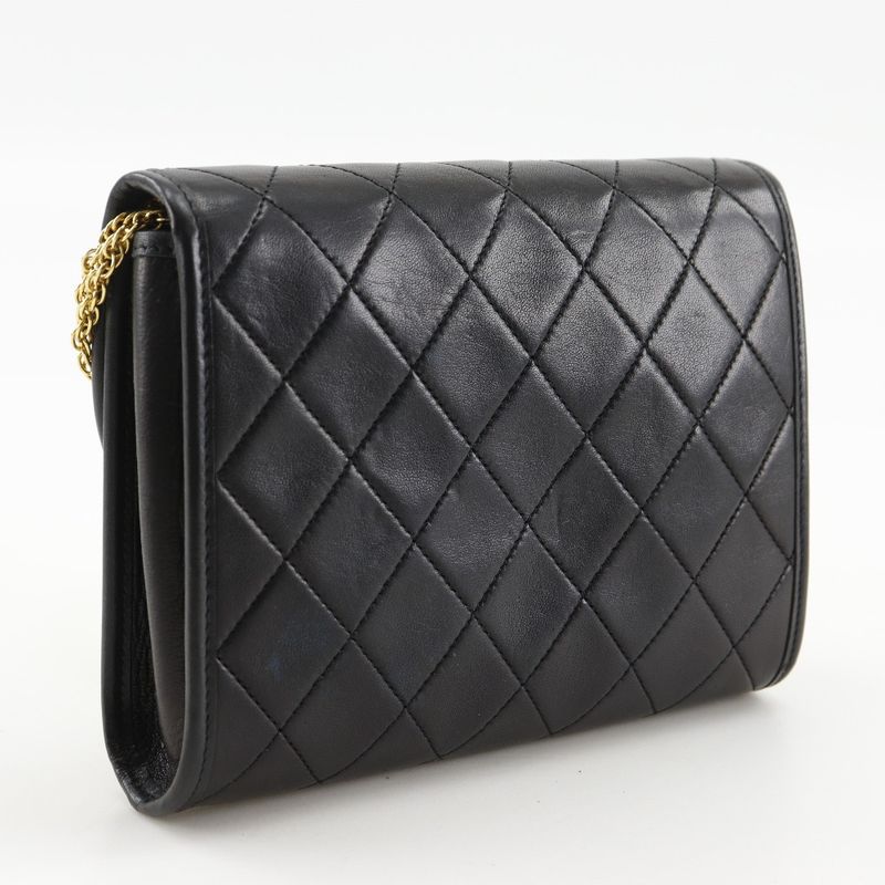 Chanel Quilted Mini Chain Shoulder Lambskin Black Bag — view 3