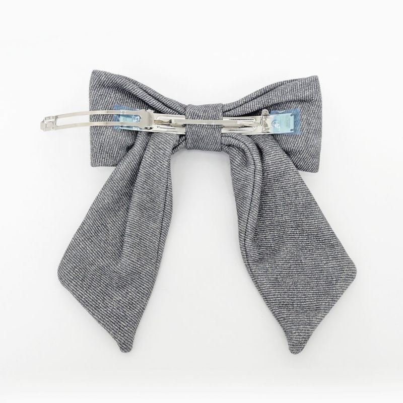 Hermes Barrette Karma Twill Noir Black Gray Silver Hardware Hair — view 5