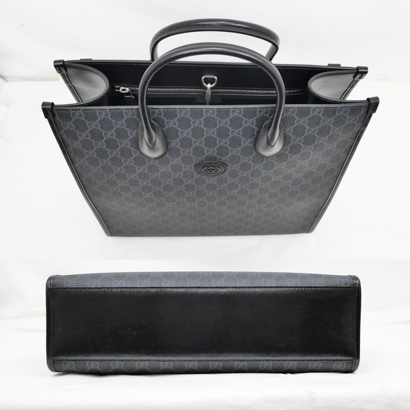 Gucci Tote Bag Interlocking G 2-Way Hand Black Shoulder Leather — view 5