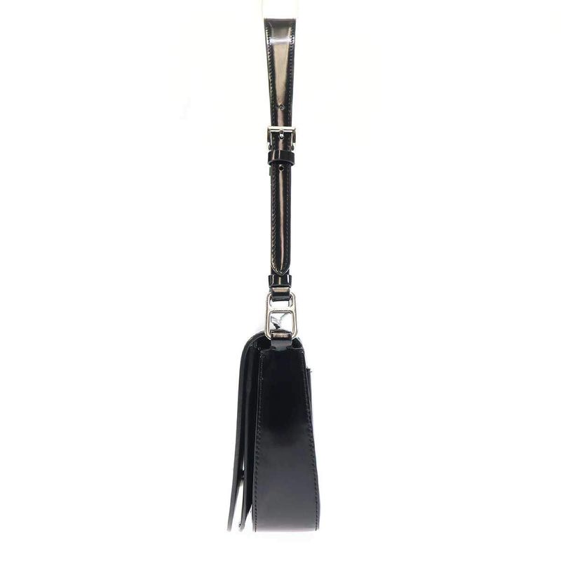 Prada Brushed Leather Shoulder Bag Black — view 3