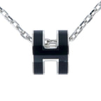 Hermes Necklace Pop Ash Mini Pendant H Black Silver-color Accessories — view 3