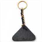 Chanel Logo Triangle Plate Leather Chain Key Ring Key Holder Gold Black — view 2