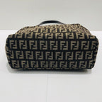 Fendi Mini Handbag 8 Bn105 Zucca Pattern Pouch Brown Canvas Xleather — view 6