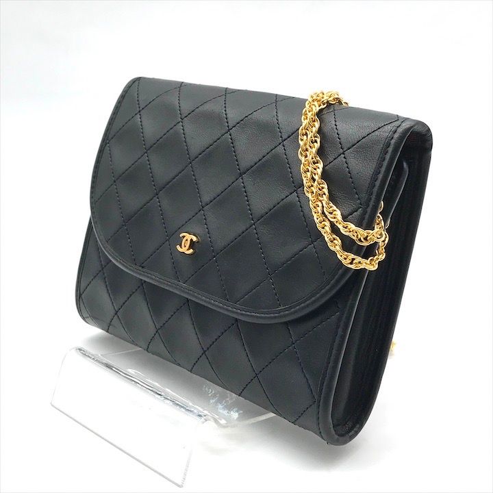 Chanel CC Logo Mini Quilted Chain Shoulder Bag Pouch Black — view 2