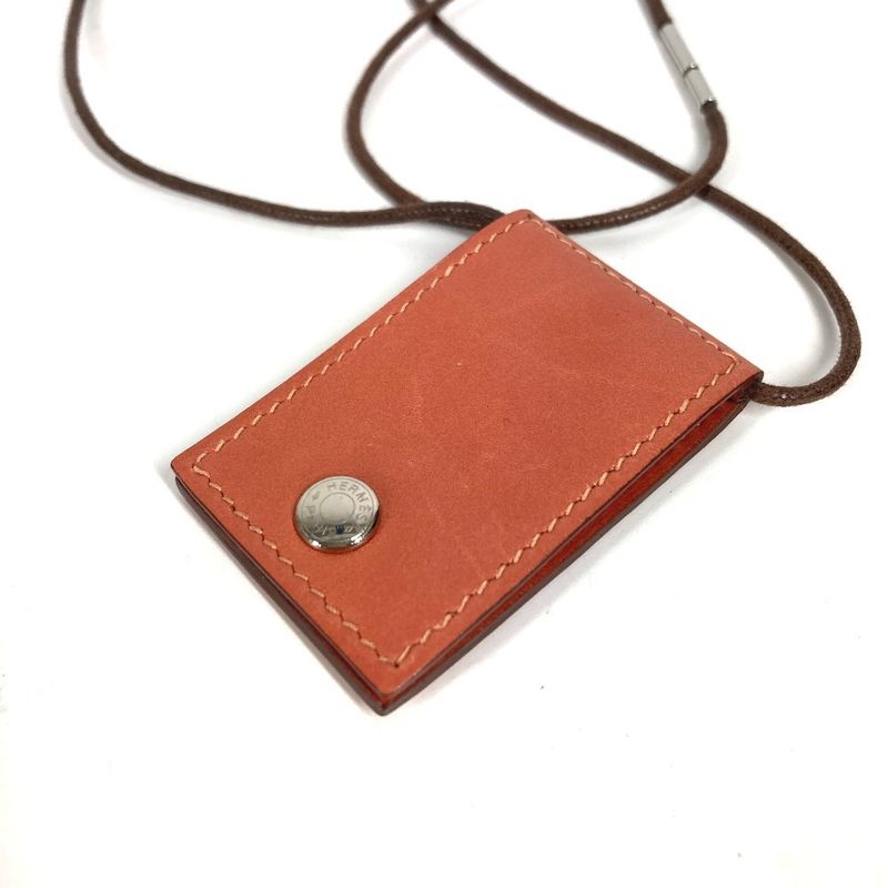 Hermes Necklace Photo Case Pendant Leather Pink — view 6