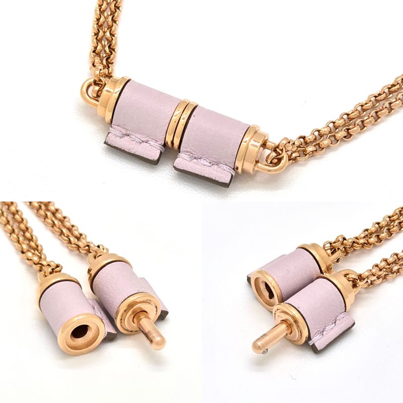 Hermes Charnieres PM Necklace Swift Leather Gold Color Metal Neck Circumference — view 6