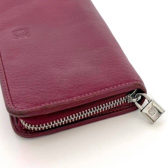 Loewe Round Zipper Long Wallet Pink Amazona Leather — view 8