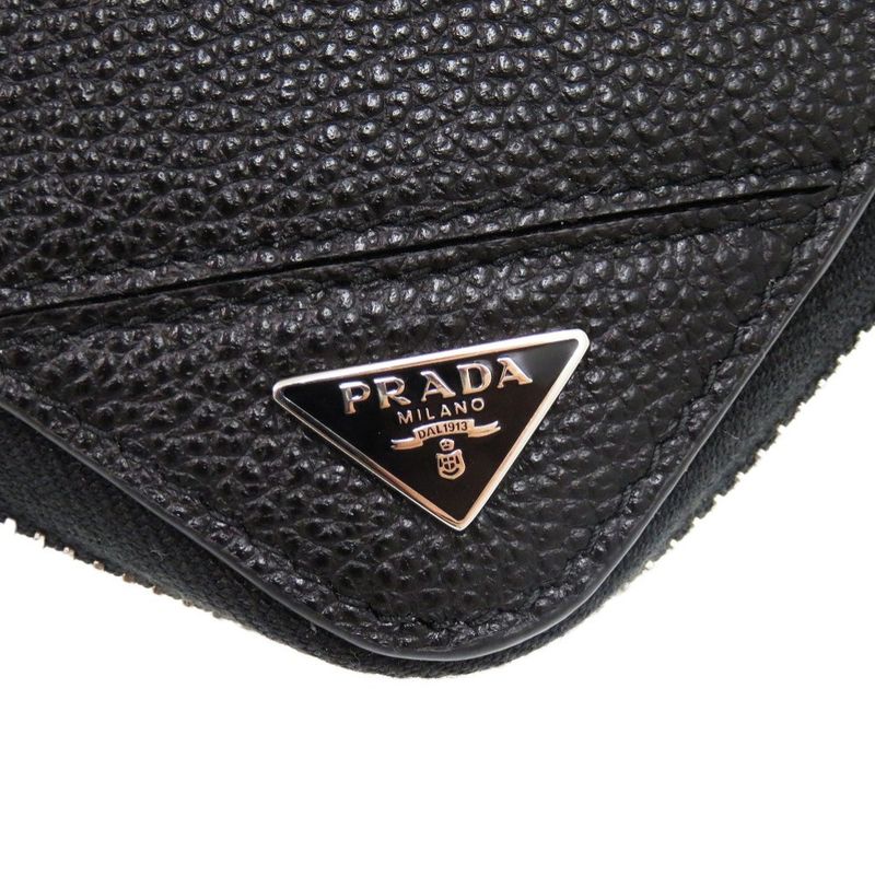 Prada Soft Calf Triangle 2 Ml317 Leather Black 0781 Long Wallet — view 8