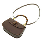 Gucci Bamboo Shoulder Handbag Leather Brown 0041 With Strap — view 4