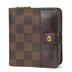 Louis Vuitton Bifold Wallet Compact Zip Damier Ebene Brown Gold Hardware — view 2