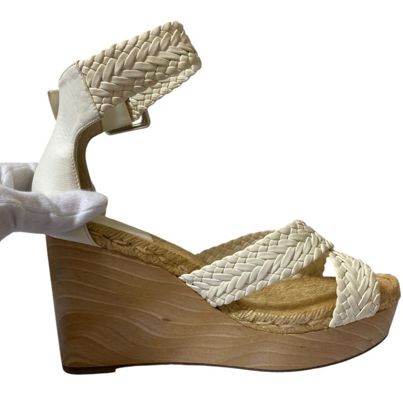 Hermes Wedge Sole Mesh Leather Wood Sandals — view 9