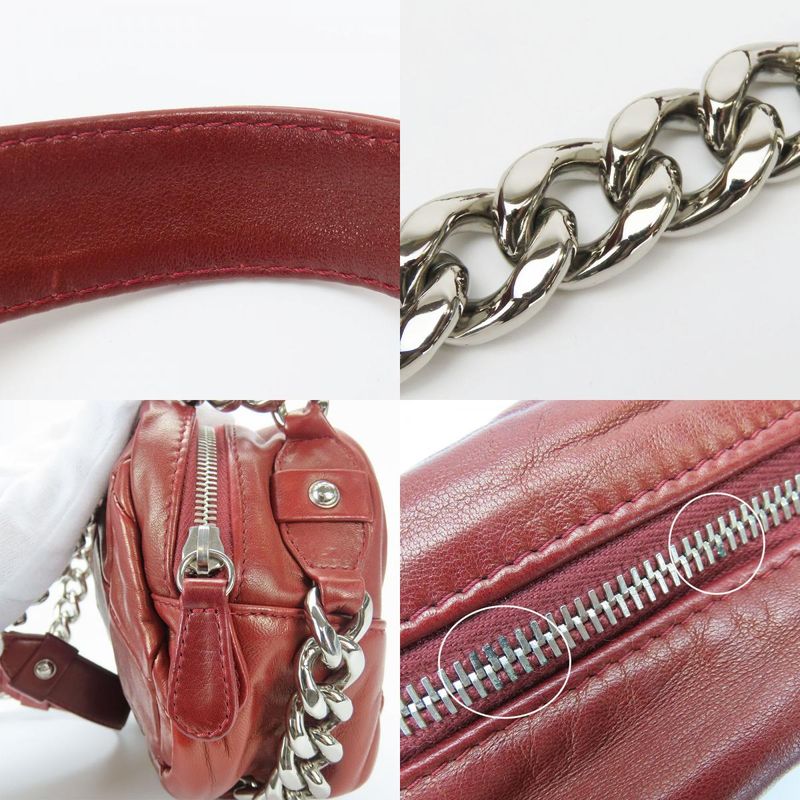 Chanel Shoulder Bag Quilted Lambskin Bordeaux Silver Hardware Chain — view 6