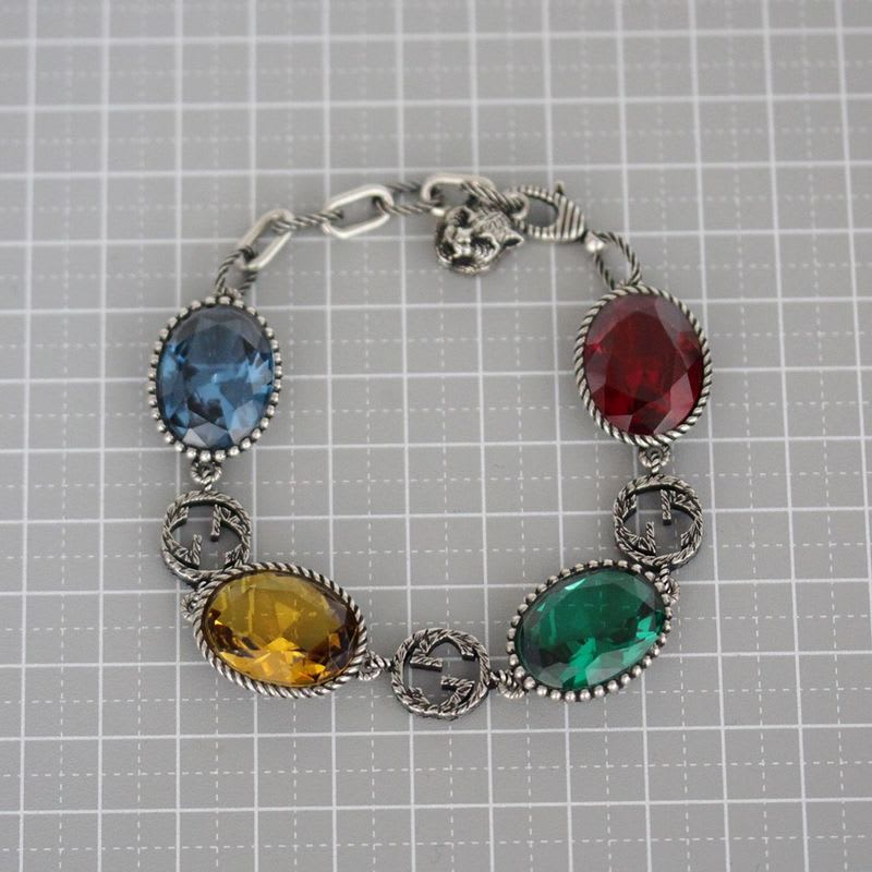 Gucci Multi-stone Bracelet Silver 925 Red Blue Yellow Green E1036 — view 5