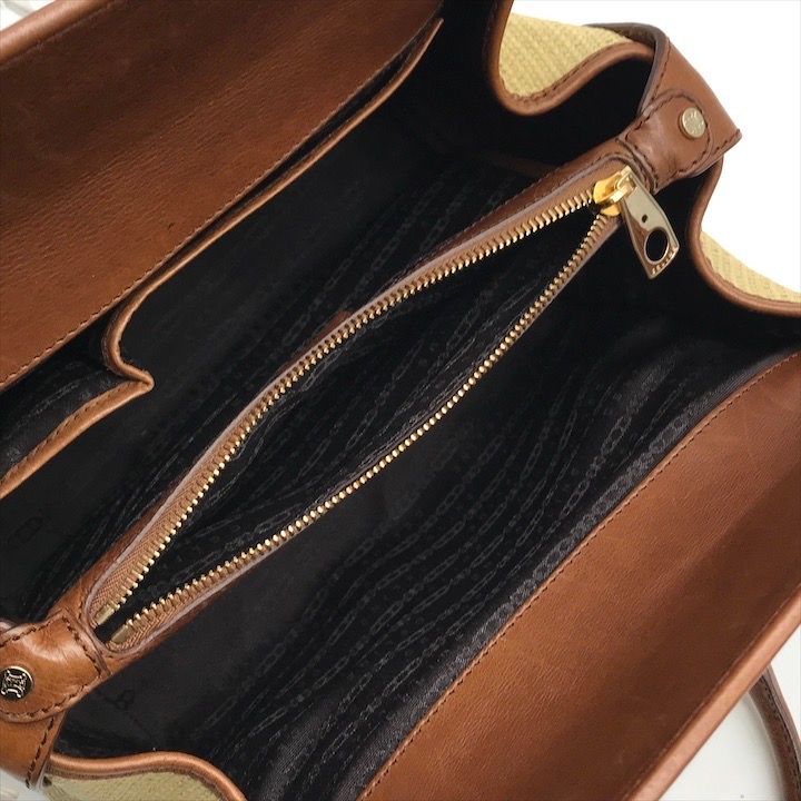 Celine Raffia Straw Hand Boston Bag Beige — view 9