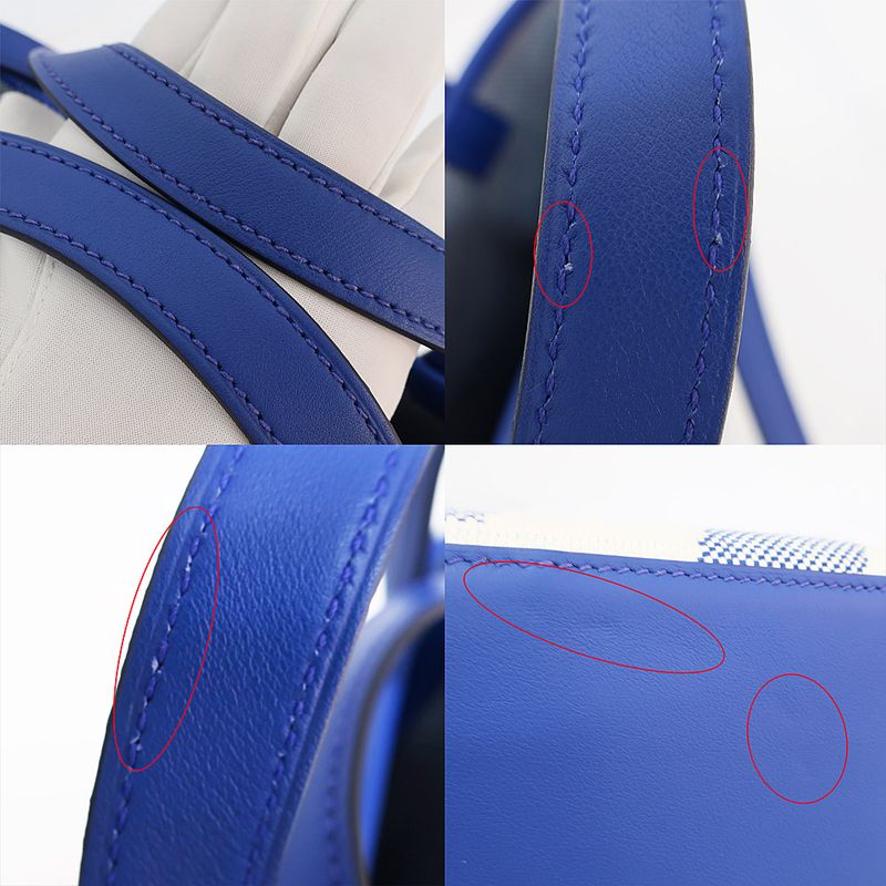 Hermes Ambie PM Shoulder Bag 2-Way Blue White U Stamp Canvas — view 9