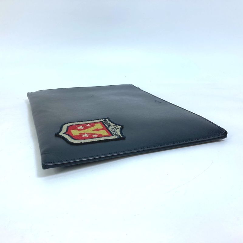Saint Laurent Paris Clutch Bag Logo Patch Leather Black — view 4