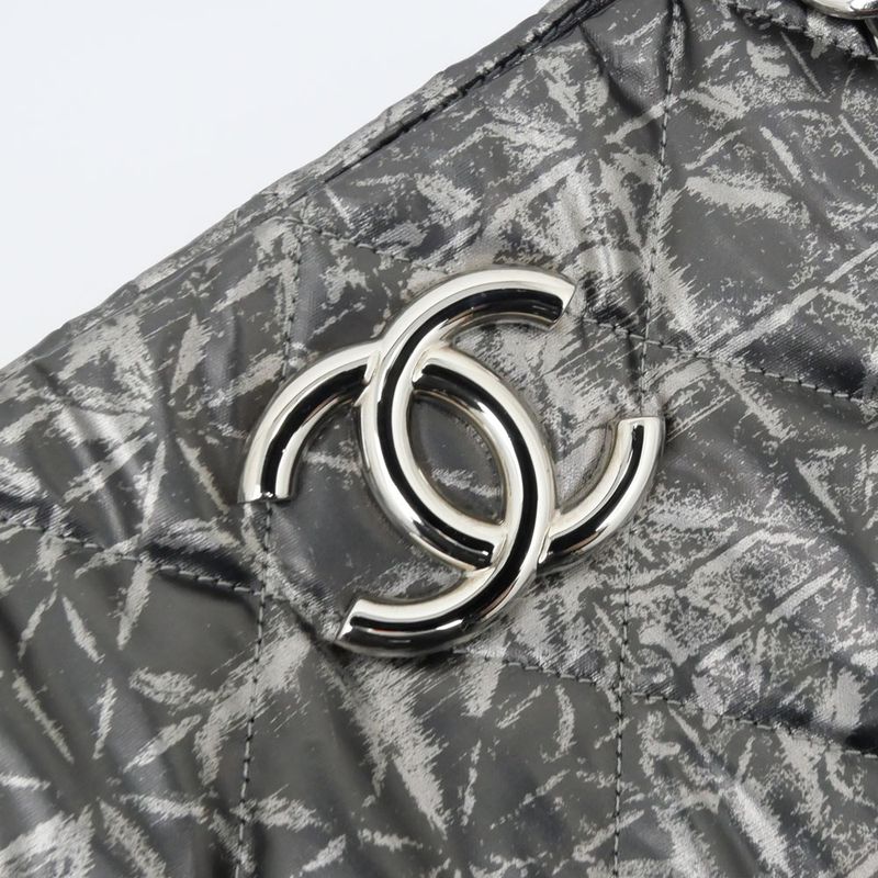 Chanel Nylon Chain Tote Bag Silver Hardware Quilted — view 8