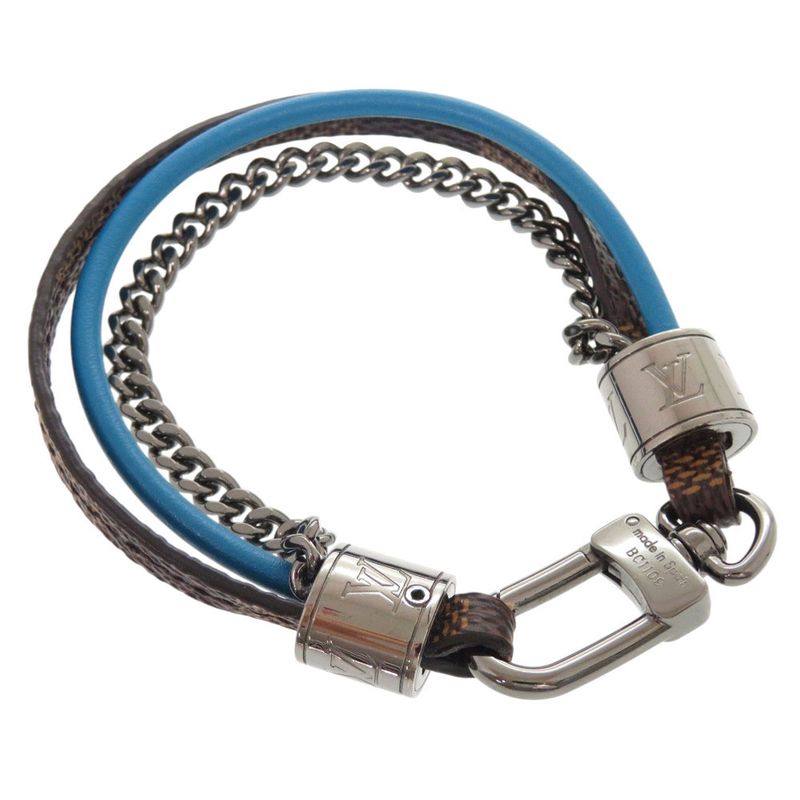 Louis Vuitton Treble Damier Leather Brown Blue Bracelet 0002 — view 3