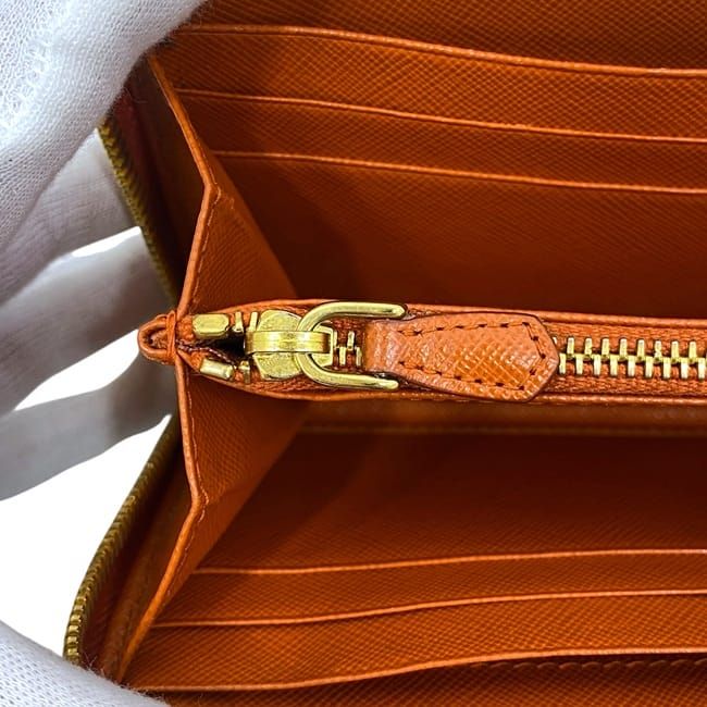 Prada Round Zipper Long Wallet Orange 1 Ml506 Saffiano — view 6