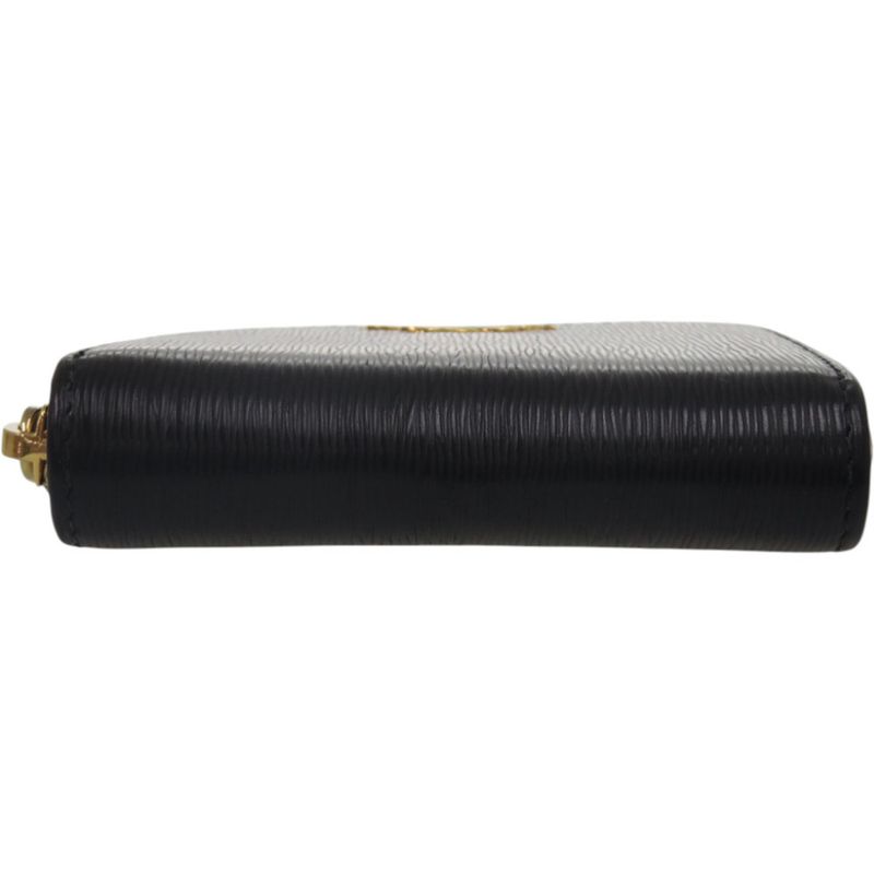 Prada Round Zipper 1 mm 268 Leather Gold Hardware Black Coin Case Wallet — view 3