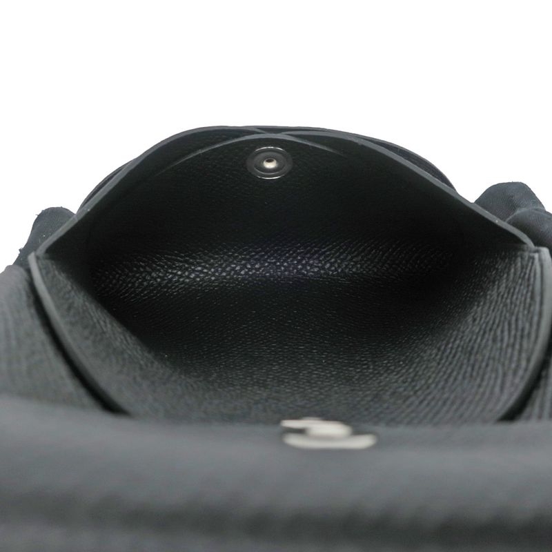 Hermes Calvi Duo Black Card Case With Coin Epson Leather — view 9