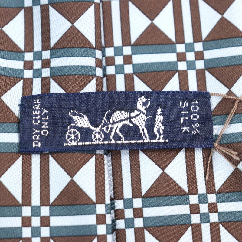 Hermes Cravate 100% Silk Art Deco Geometric Pattern Tie Multicolor — view 8