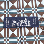 Hermes Cravate 100% Silk Art Deco Geometric Pattern Tie Multicolor — view 8