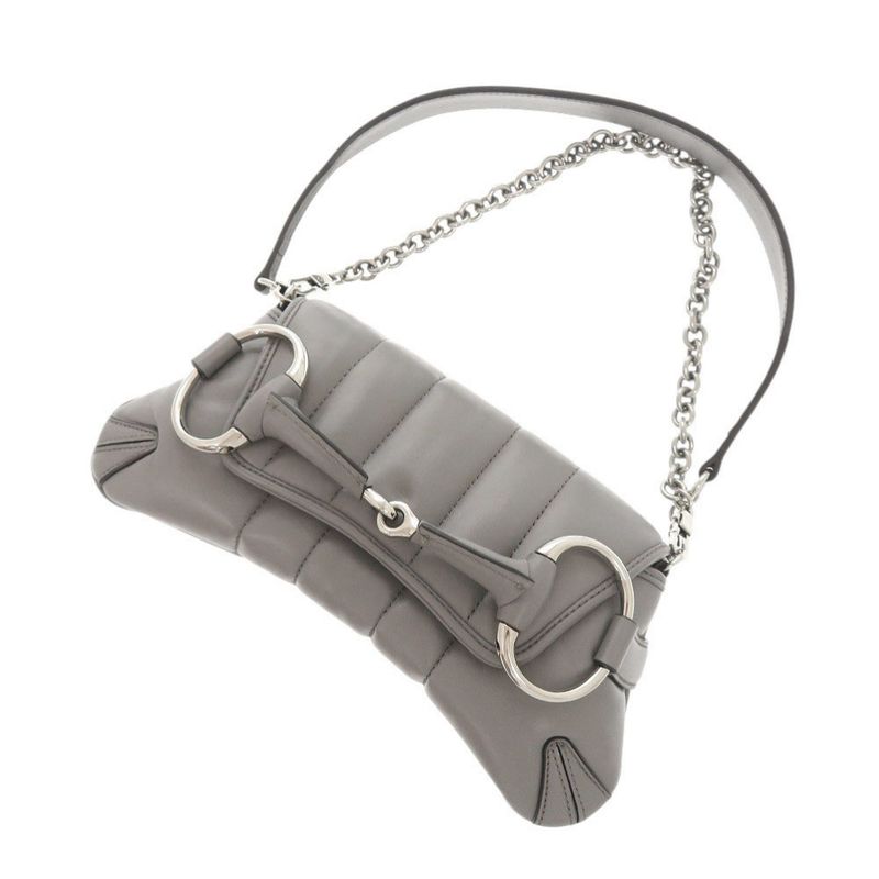 Gucci Horsebit Leather Gray Shoulder Bag 1515 — view 5