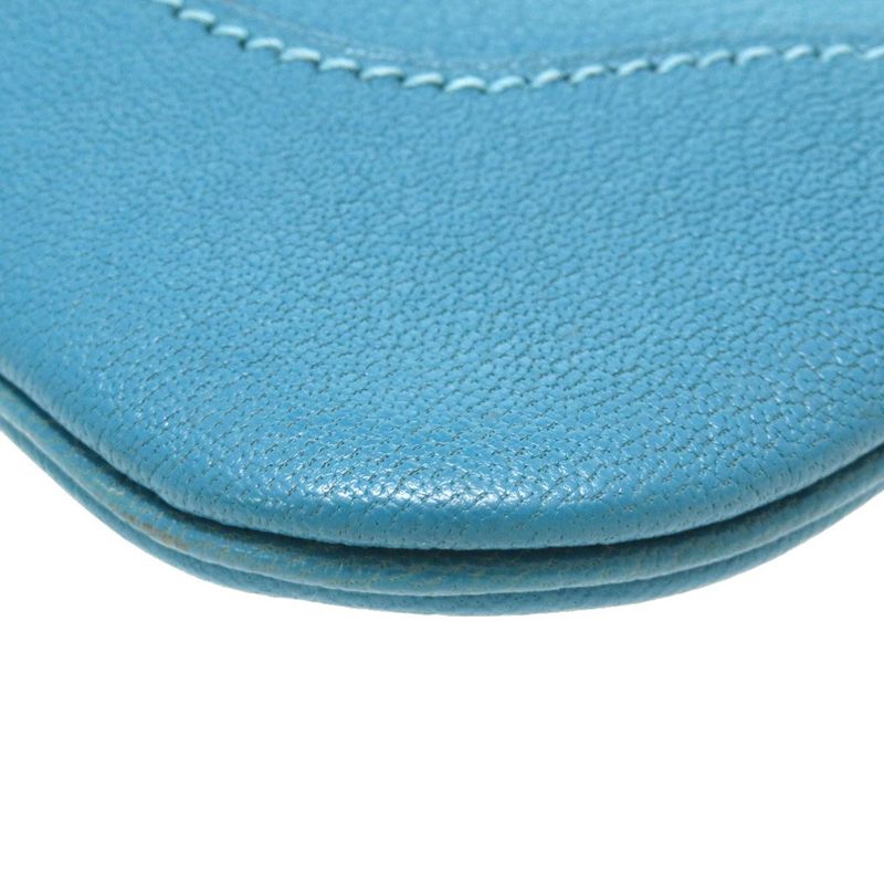 Hermes Trim 24 Chevre Turquoise Silver Hardware Shoulder Bag Blue — view 6