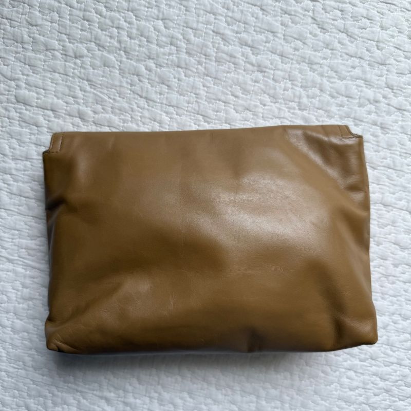 Bottega Veneta Leather Clutch Bag Beige Gold Hardware Party — view 6